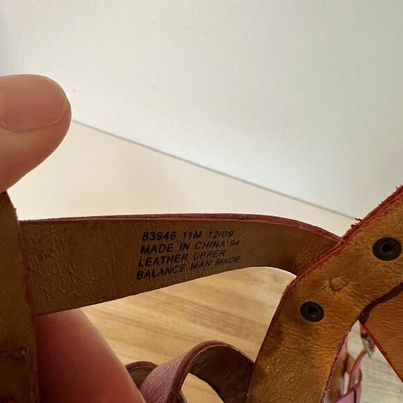 Indigo By Clarks Red Genuine Leather Weaved Woven Open Toe Sandals Size 11 - Picture 10 of 14